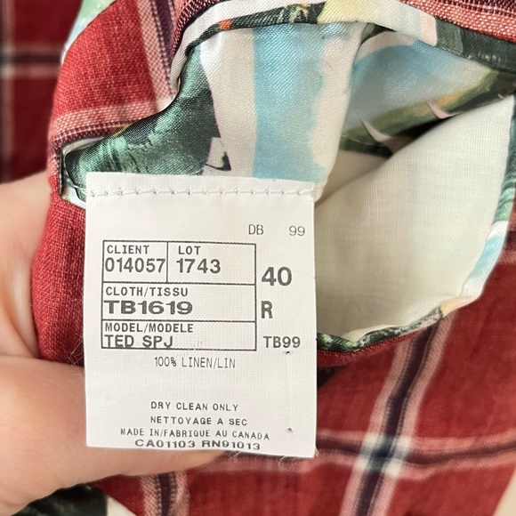 Ted Baker Endurance Linen Windowpane Check Plaid Linen Blazer Red Size 40R - Picture 12 of 13